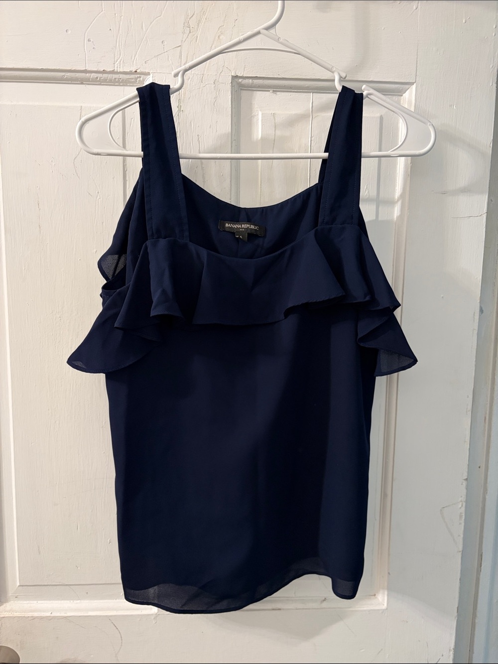 Banana Republic Navy Ruffle-Trim Camisole
